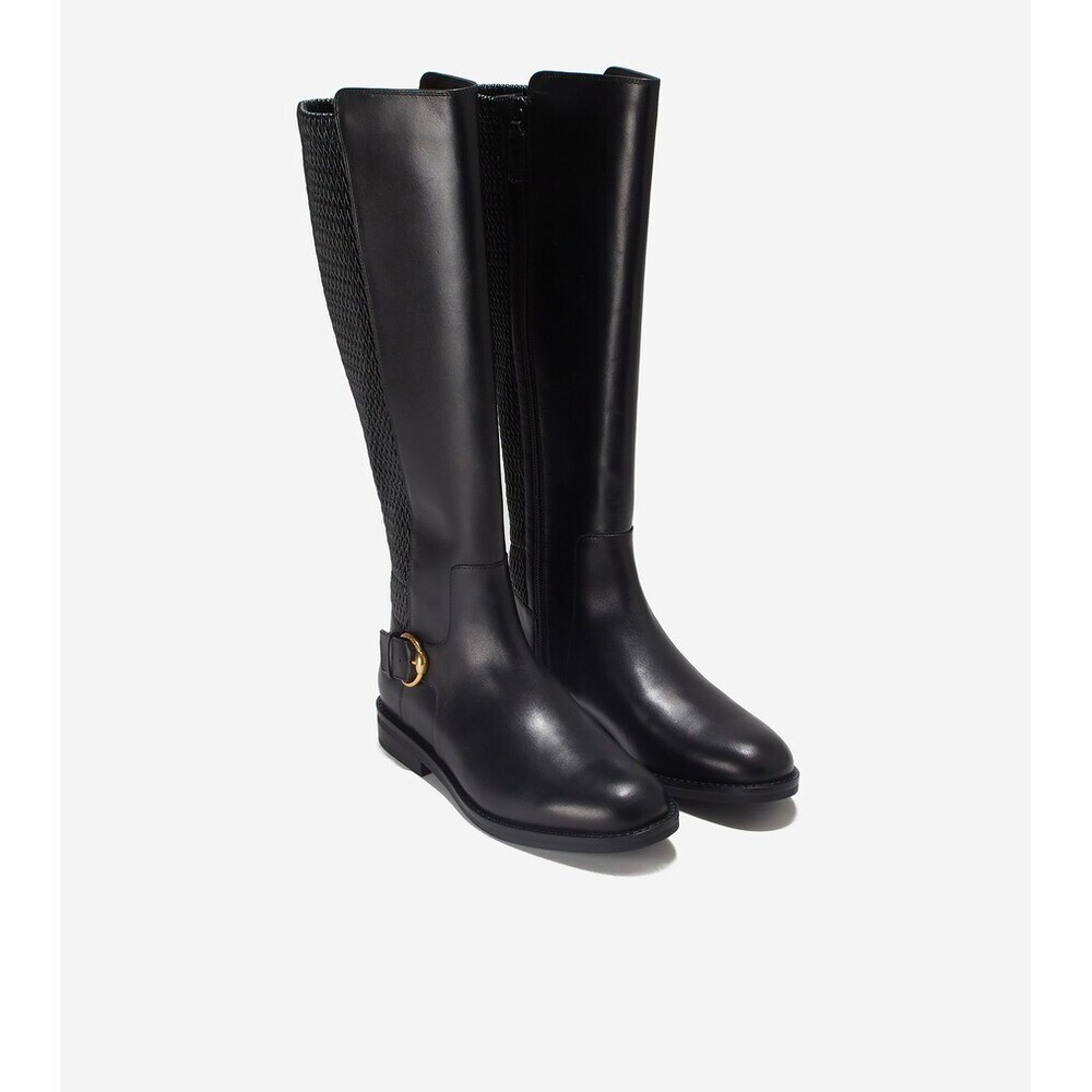 Cole Haan Clover Stretch W27858 Women's US 6.5B Black Leather Tall Boots LION244